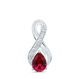 Sterling Silver Womens Round Synthetic Ruby Diamond Fashion Pendant 5/8 Cttw
