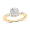 10kt Yellow Gold Womens Round Diamond Square Cluster Ring 1/8 Cttw