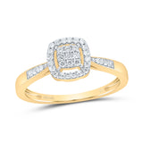 10kt Yellow Gold Womens Round Diamond Square Cluster Ring 1/8 Cttw