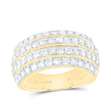 10kt Yellow Gold Womens Round Diamond 4-Row Band Ring 1-5/8 Cttw