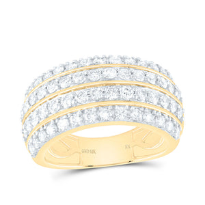 10kt Yellow Gold Womens Round Diamond 4-Row Band Ring 1-5/8 Cttw