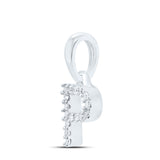 10kt White Gold Womens Round Diamond P Initial Letter Pendant .03 Cttw