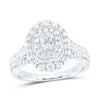 14kt White Gold Emerald Diamond Halo Bridal Wedding Engagement Ring 1 Cttw
