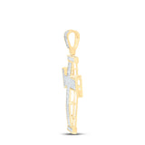 10kt Yellow Gold Mens Round Diamond Cross Charm Pendant 3/4 Cttw