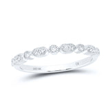 10kt White Gold Womens Round Diamond Stackable Band Ring 1/8 Cttw