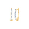 10kt Yellow Gold Womens Round Prong-set Diamond Single Row Hoop Earrings 1/12 Cttw