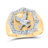 10kt Yellow Gold Mens Round Diamond Eagle Cluster Ring 1/4 Cttw