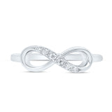 10kt White Gold Womens Round Diamond Infinity Band Ring 1/20 Cttw