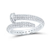 10kt White Gold Womens Round Diamond Spiral Band Ring 1/2 Cttw
