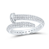 10kt White Gold Womens Round Diamond Spiral Band Ring 1/2 Cttw