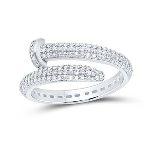 10kt White Gold Womens Round Diamond Spiral Band Ring 1/2 Cttw