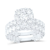 10kt White Gold Round Diamond Halo Bridal Wedding Ring Band Set 5-7/8 Cttw