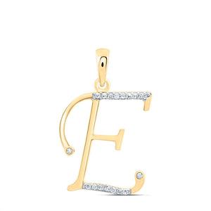 10kt Yellow Gold Womens Round Diamond E Initial Letter Pendant 1/12 Cttw