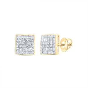 14kt Yellow Gold Womens Princess Diamond Square Earrings 5/8 Cttw