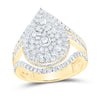 10kt Yellow Gold Womens Round Diamond Teardrop Ring 1-7/8 Cttw