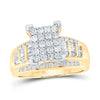 10kt Yellow Gold Round Diamond Cluster Bridal Wedding Engagement Ring 1 Cttw