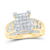 10kt Yellow Gold Round Diamond Cluster Bridal Wedding Engagement Ring 1 Cttw