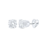 14kt White Gold Unisex Round Diamond Solitaire Stud Earrings 3/4 Cttw