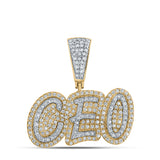 10kt Yellow Gold Mens Round Diamond CEO Charm Pendant 5/8 Cttw