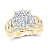 10kt Yellow Gold Round Diamond Cluster Bridal Wedding Engagement Ring 1-1/2 Cttw