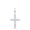 14kt White Gold Womens Round Diamond Dainty Cross Pendant 1/10 Cttw