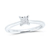 14kt White Gold Womens Princess Diamond Solitaire Ring 1/6 Cttw