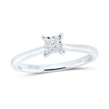 14kt White Gold Womens Princess Diamond Solitaire Ring 1/6 Cttw