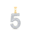 10kt Yellow Gold Mens Round Diamond Number 5 Charm Pendant 1/2 Cttw