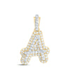10kt Yellow Gold Womens Round Diamond A Initial Letter Pendant 1/5 Cttw
