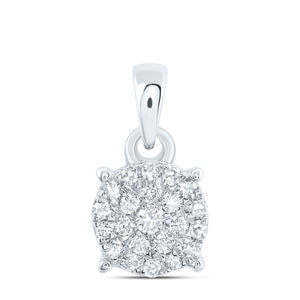 10kt White Gold Womens Round Diamond Cluster Pendant 1/6 Cttw