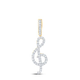 10kt Yellow Gold Womens Round Diamond Music Treble Note Pendant 3/8 Cttw