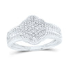 10kt White Gold Womens Round Diamond Cluster Ring 1/12 Cttw