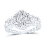 10kt White Gold Womens Round Diamond Cluster Ring 1/12 Cttw