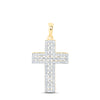 14kt Yellow Gold Womens Round Diamond Cross Pendant 1/2 Cttw