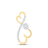 10kt Yellow Gold Womens Round Diamond Infinity Heart Pendant 1/4 Cttw