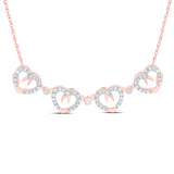 10kt Rose Gold Womens Round Diamond Convertible Heart Necklace 3/8 Cttw