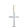 10kt Yellow Gold Mens Round Diamond Cross Charm Pendant 3/4 Cttw