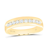 14kt Yellow Gold Mens Round Diamond Wedding Single Row Band Ring 1/2 Cttw