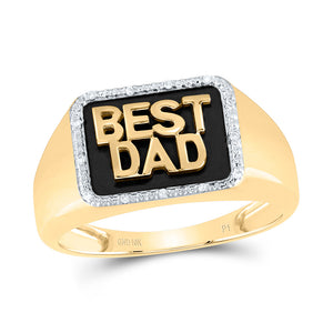 10kt Yellow Gold Mens Round Diamond BEST DAD Band Ring 1/20 Cttw