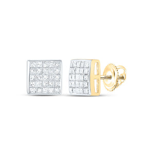 14kt Yellow Gold Womens Princess Diamond Square Earrings 5/8 Cttw