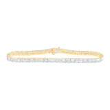 10kt Yellow Gold Womens Round Diamond Classic Tennis Bracelet 2 Cttw