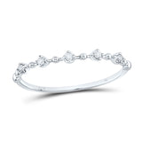 10kt White Gold Womens Round Diamond Bead Dot Stackable Ring 1/20 Cttw