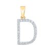 10kt Yellow Gold Womens Round Diamond D Initial Letter Pendant 1/5 Cttw