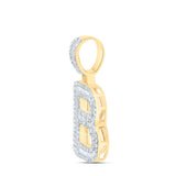 10kt Yellow Gold Mens Baguette Diamond B Initial Letter Pendant 5/8 Cttw