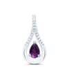 Sterling Silver Womens Pear Synthetic Amethyst Solitaire Diamond Teardrop Pendant 1/2 Cttw