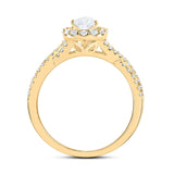 14kt Yellow Gold Pear Diamond Halo Bridal Wedding Engagement Ring 1 Cttw