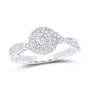 10kt White Gold Round Diamond Solitaire Bridal Wedding Engagement Ring 3/8 Cttw