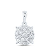 10kt White Gold Womens Round Diamond Cluster Pendant 3/4 Cttw