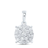 10kt White Gold Womens Round Diamond Cluster Pendant 3/4 Cttw