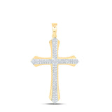 10kt Yellow Gold Mens Round Diamond Cross Charm Pendant 1/5 Cttw